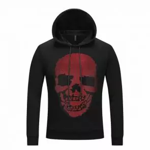 sweat a capuche philipp plein homme rouge skull